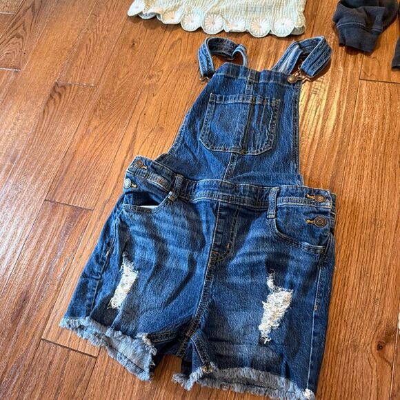 Girls size large 10-12 bundle matching set overalls tank - Picture 11 of 13